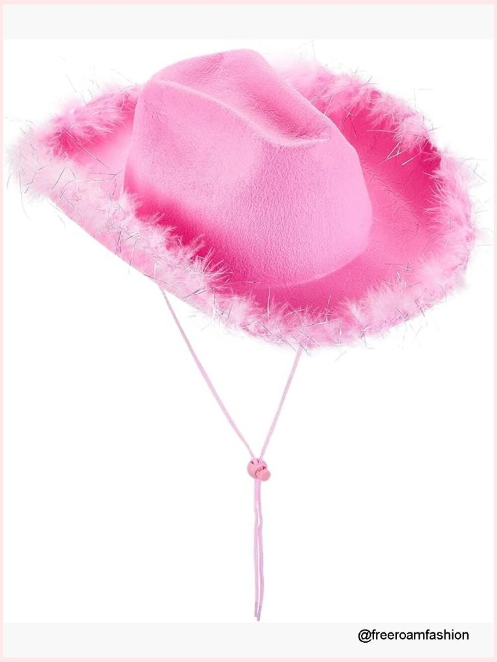 Fluffy Feather Trim Cowboy Hat - Western Felt Cowgirl Hat with Adjustable